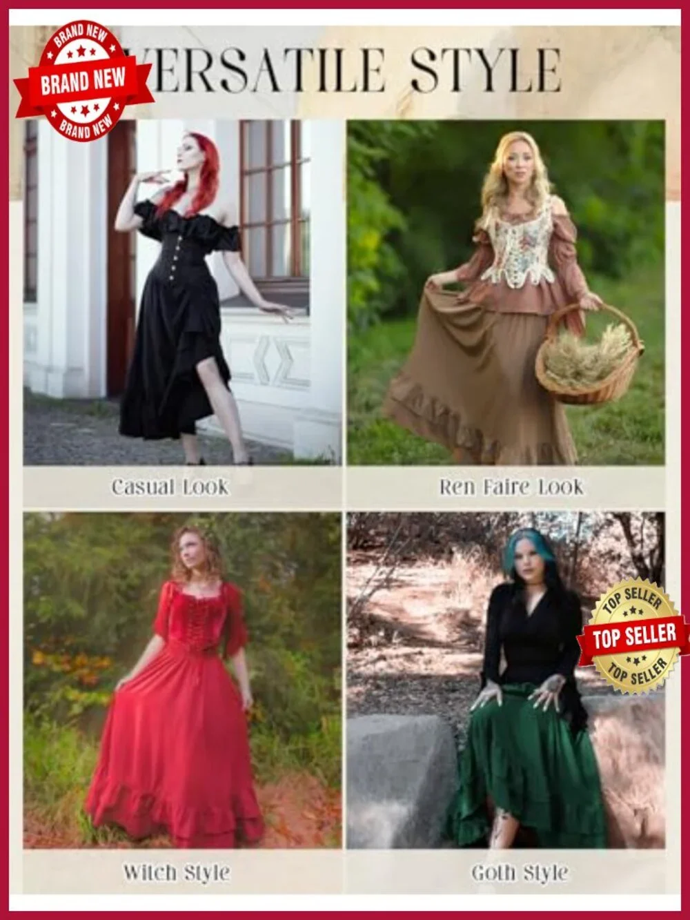 Maxi Skirt for Women Renaissance Long Flowy Layered Medieval Skirt